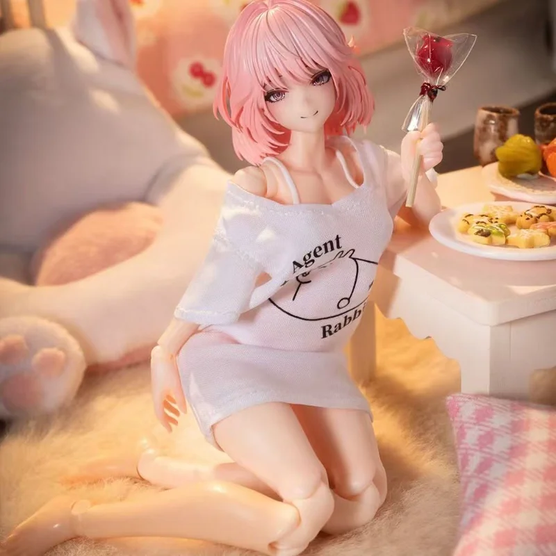 En stock : Pyjama imprimé lapin avec figurine articulée, style quotidien chaleureux, décoration anime, cadeau de collection