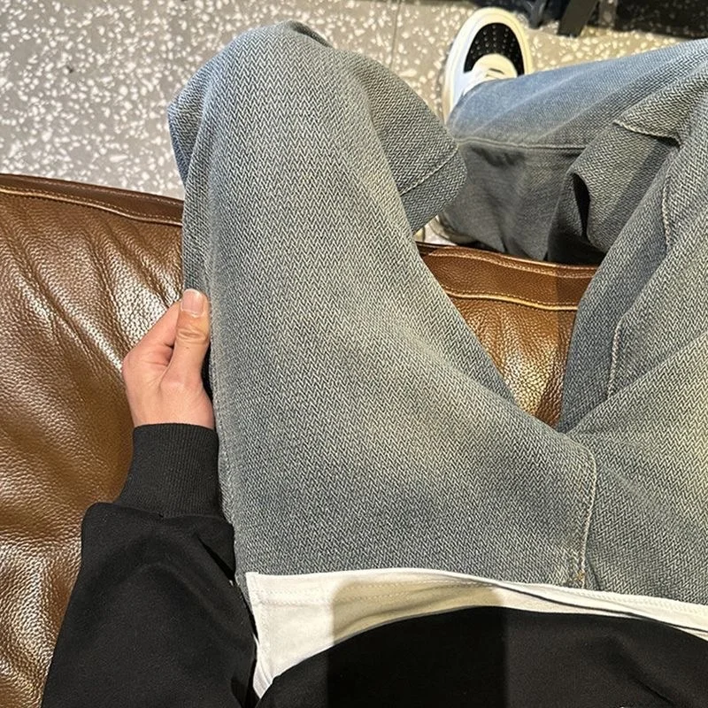 

American Retro High Street Loose Straight Leg Jeans Men Women New Sle Galaxy Pattern Design Large Size Long Trousers