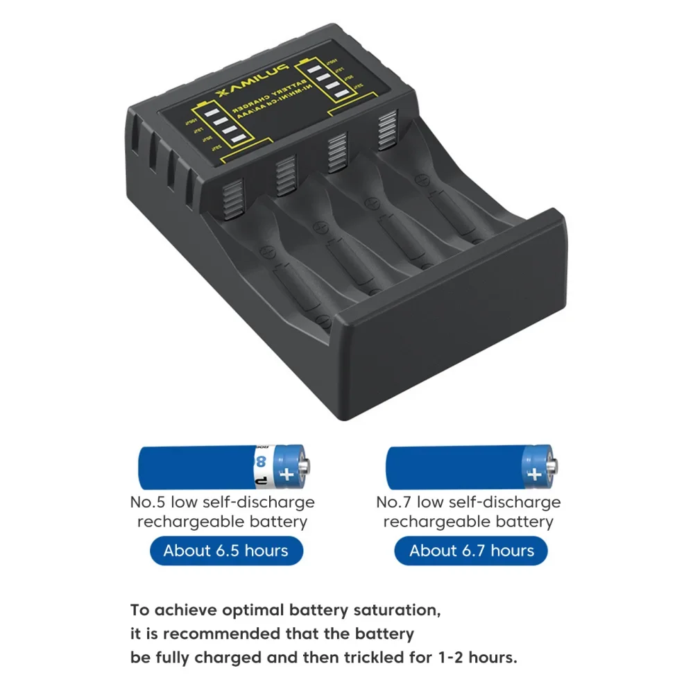 AA/AAA Battery Charger 4 Slots Intelligent LED Indicator USB C Micro Charger for Ni-MH/Ni-Cd Rechargeable AA/AAA Battery Charger