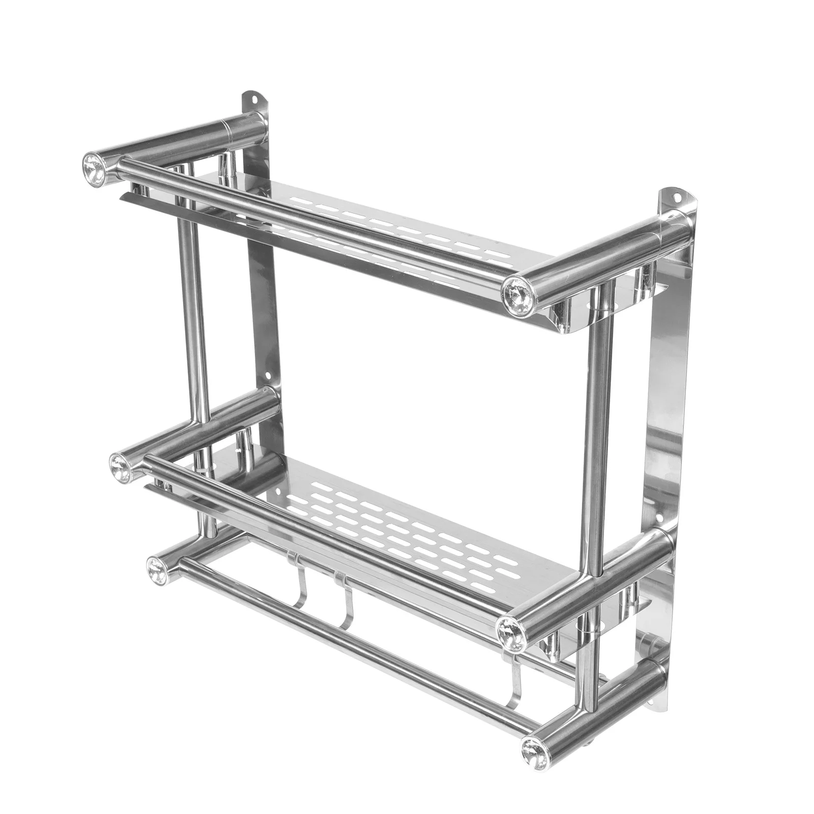 

1pcs Double Layers Towel Rack No Drilling Wall Mounted Bathroom Storage Shelf Stainless Steel Towel Organizer Toilet Storage