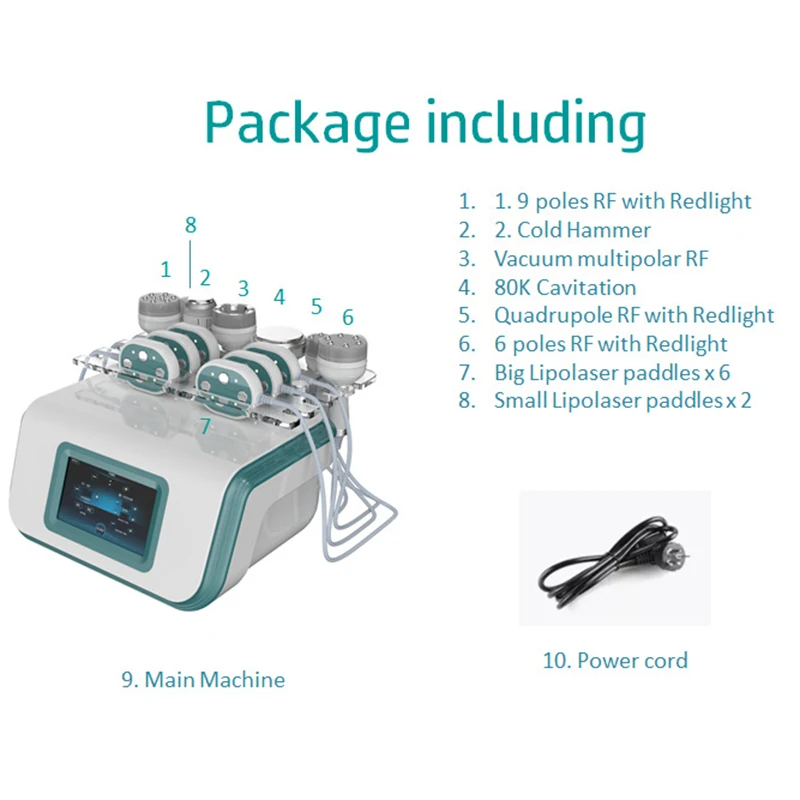 เครื่องสลายไขมัน9-in-1เครื่องลดไขมันอุปกรณ์เสริมความงามเครื่องลดไขมันแบบมัลติฟังก์ชัน40K แรงดันลบเครื่องลดไขมัน