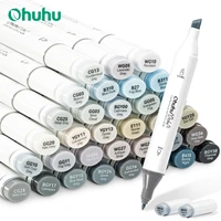 Ohuhu Oahu 36 rotuladores de colores en tono gris, juego de marcadores de arte con Alcohol, bolígrafo de fieltro de doble punta, dibujo de bocetos, Graffiti, Manga, arte escolar