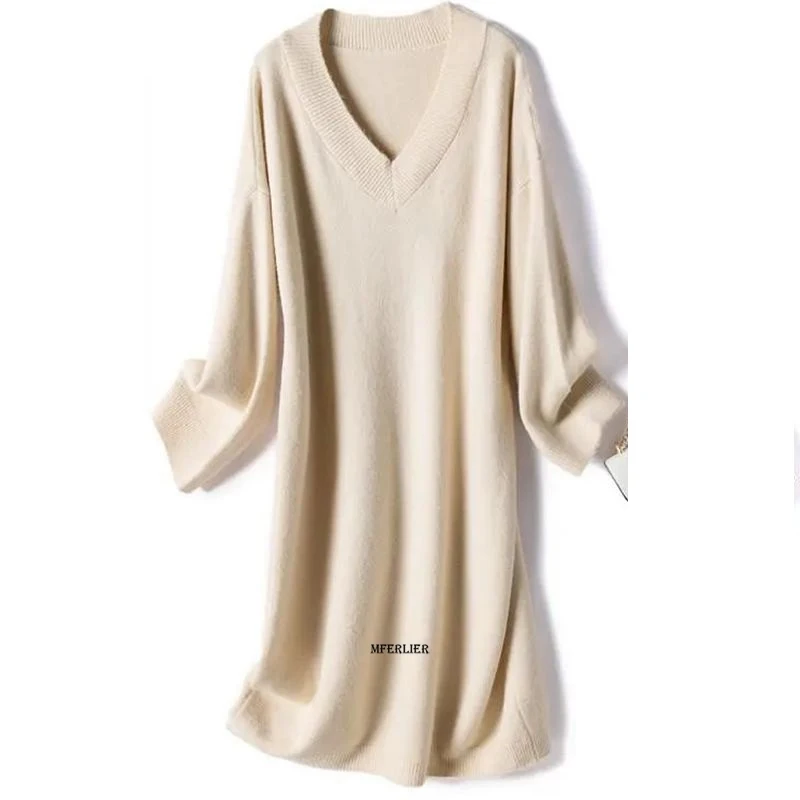 Plus Size 5XL 130kg Chic Women Long Maxi Sweater Dress Autumn Winter Knitted Dress Ribbed Christmas Pullover Party Dresses