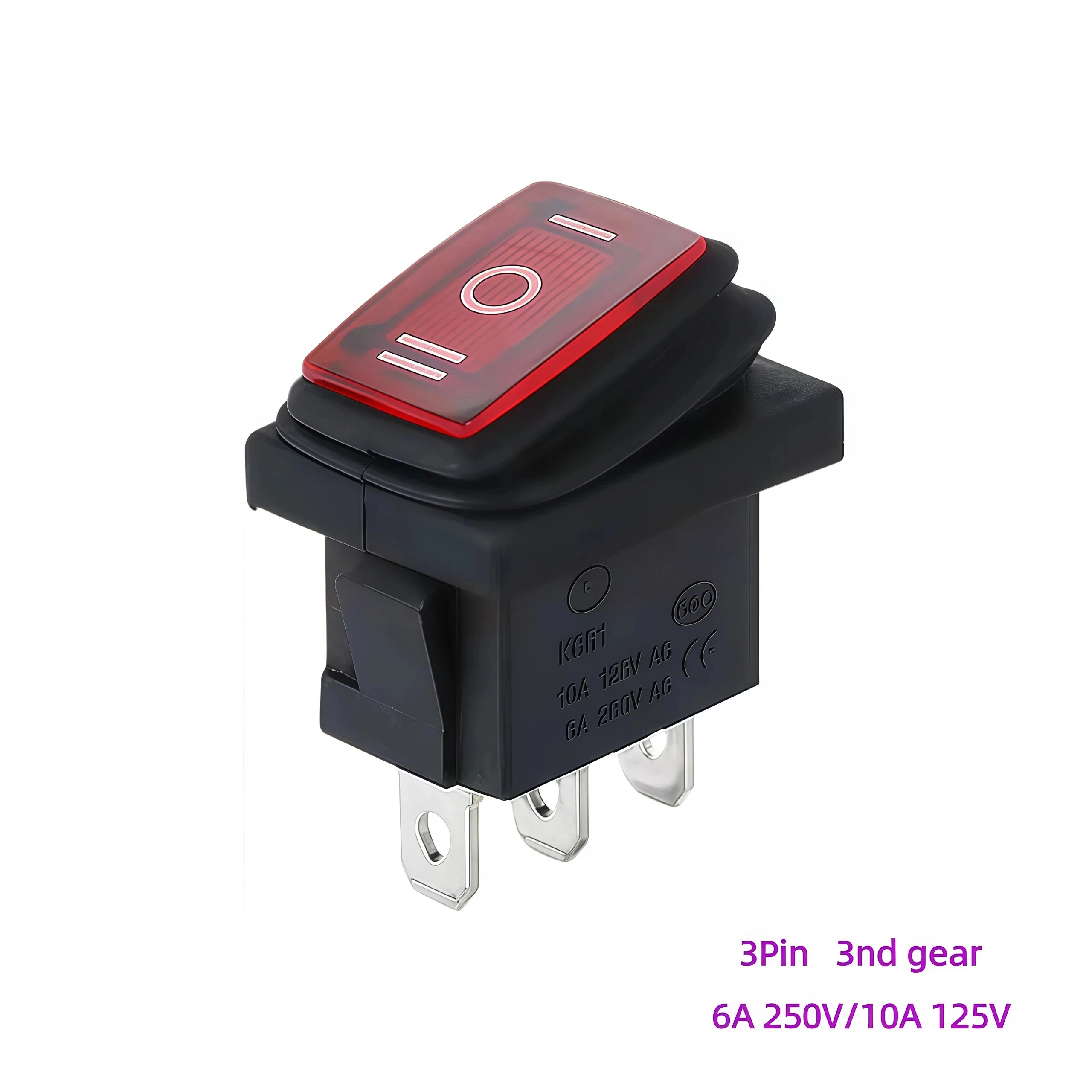 1PCS KCD1 Boat/Vehicle Rocker Switch 6A/10A 250V/125V Small Toggle Button Switch with LED Light 220V Waterproof Rocker Switch