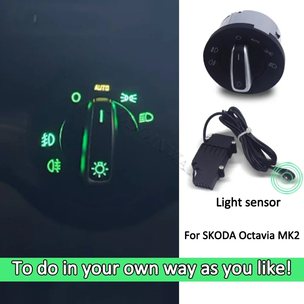 AUTO headlight sensor switch light beam button control module coming leaving home kit for SKODA Octivia 2007 2014 accessories