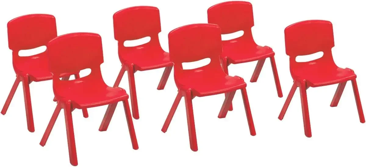 Plastic Stackable School Chairs, 6 Pack, Kids Learning Chairs with 11 inch Seat Height, Carrying Handle, Waterproof Children Cha