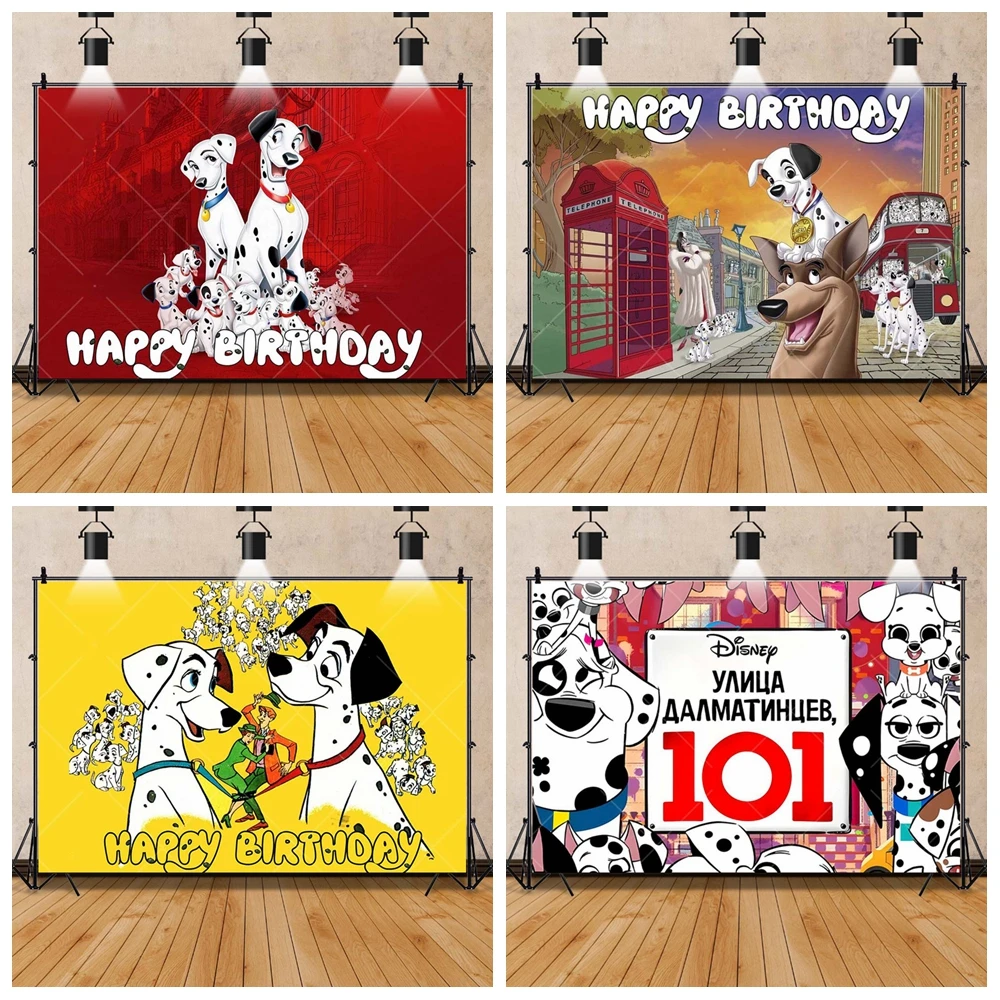 Fondo de cien y un dálmatas, decoración para fiesta de cumpleaños con tema de perro mascota de Disney, cartel personalizado para Baby Shower