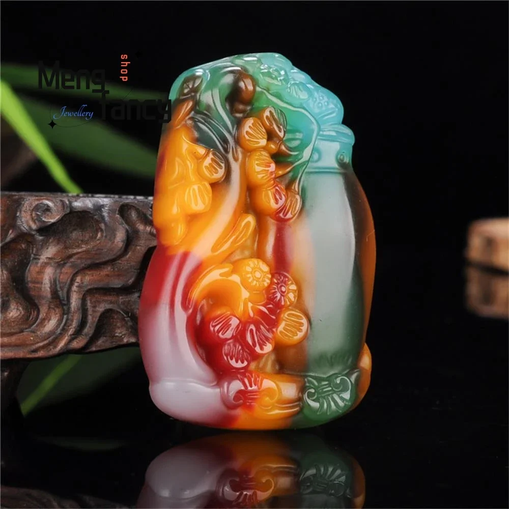 Natural Hetian Colored Jade Landscape Lotus Guanyin Pendant Exquisite Fashion Fine Jewelry Best Selling High-grade Holiday Gifts