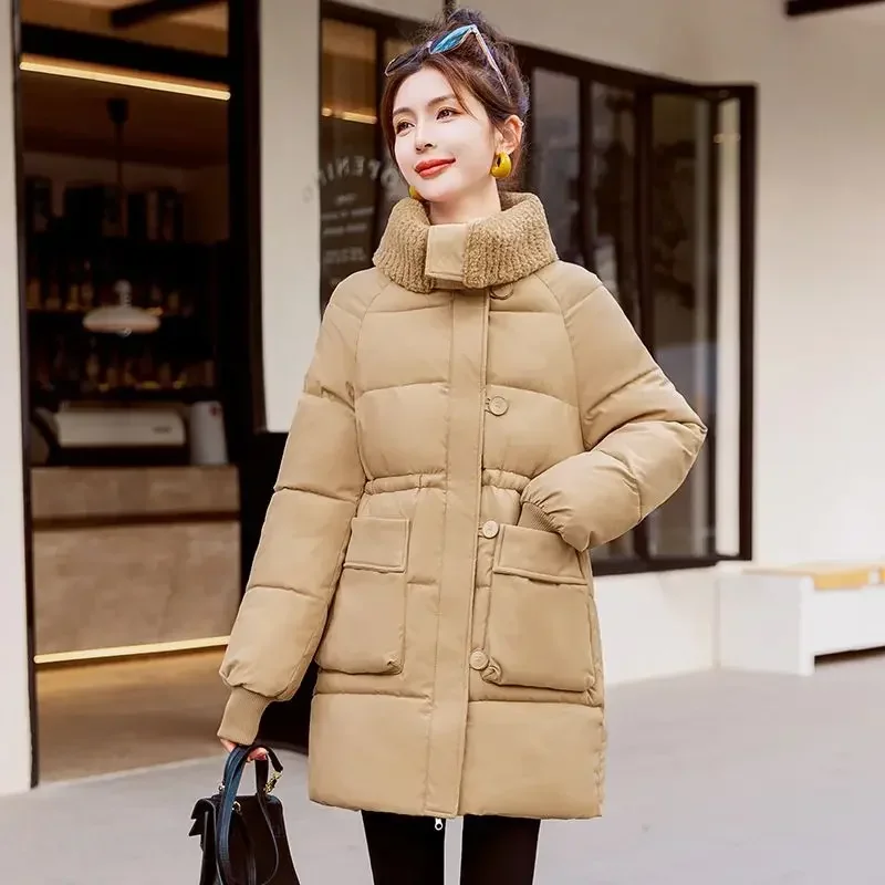 Abrigos acolchados acolchados para mujer, chaquetas de algodón gruesas de longitud media, ofertas baratas, Parkas elegantes y fríos de tendencia 2025, Parkas de lujo para mujer