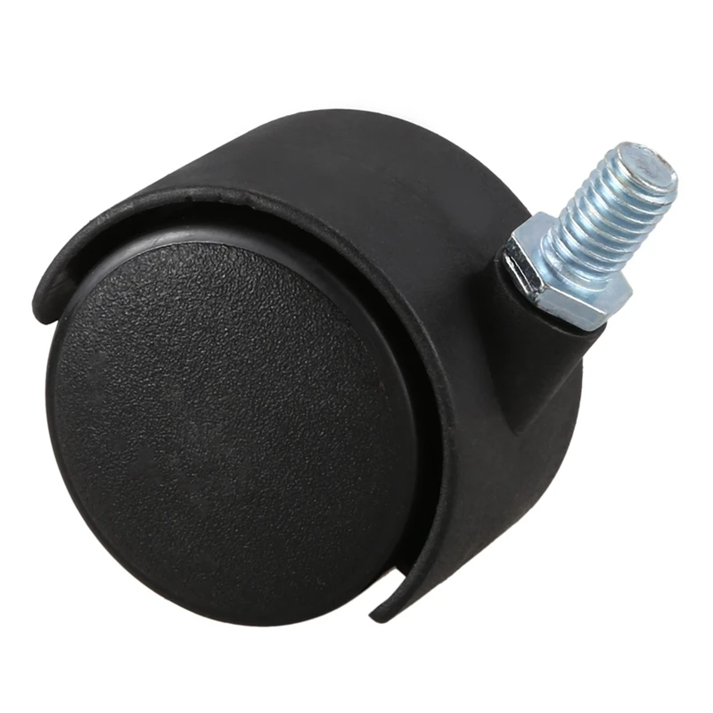 Plastic Swivel Caster 8Mm Screw Stem 1.5-Inch Dia Wheel 16 Pcs Black