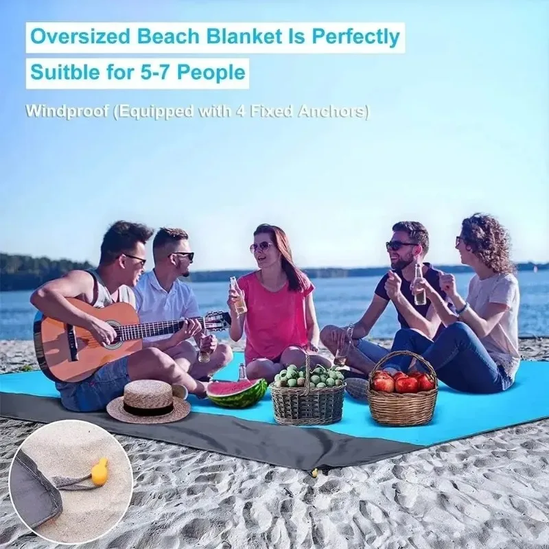 2x2.1m Waterproof Beach Blanket Portable Picnic Camping Mat for Travel Hiking Sports Foldable Blanket Storage Bag Picnic Mat