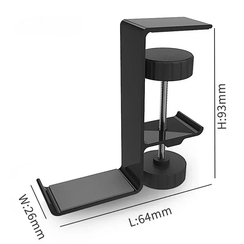 Crochet de support d'écouteur en métal sous le bureau, support de téléphone de sauna, cintre de casque avec pince réglable, universel, 3XUE