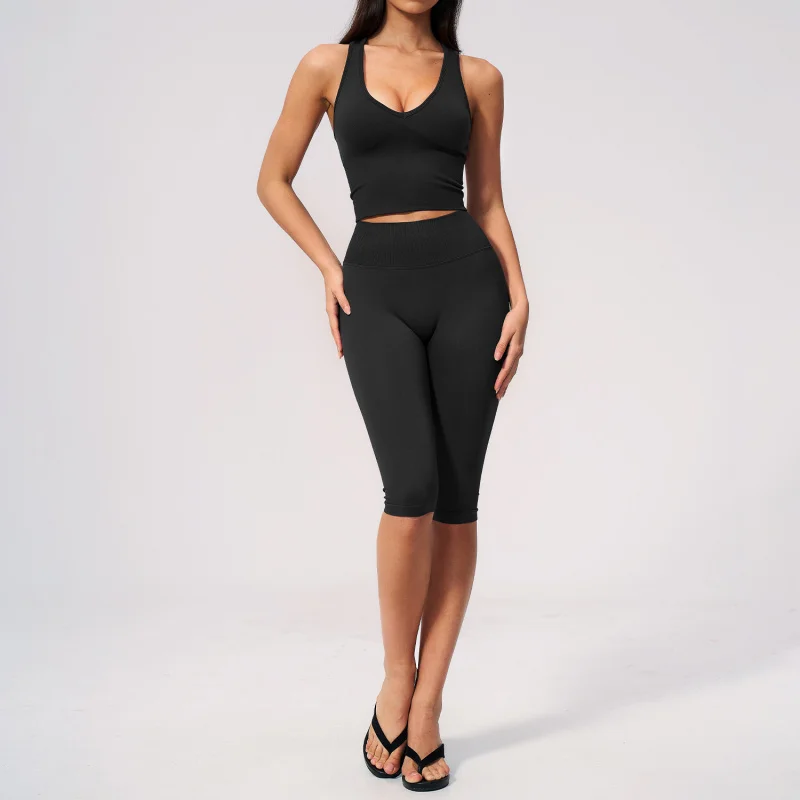 Yoga Outfit Set Sports Bra Gym Clothing Seamless Leggings Sports Suits Women's Two-piece Fitness Summer Slim Fit Sportswear