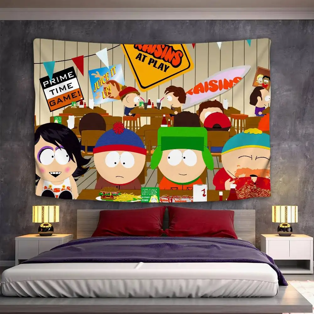 S-South Cartoon P-Park Tapestry Wall Hanging Tapestry Art Deco Blanket Curtain Hanging At Home Bedroom Living Room Decor