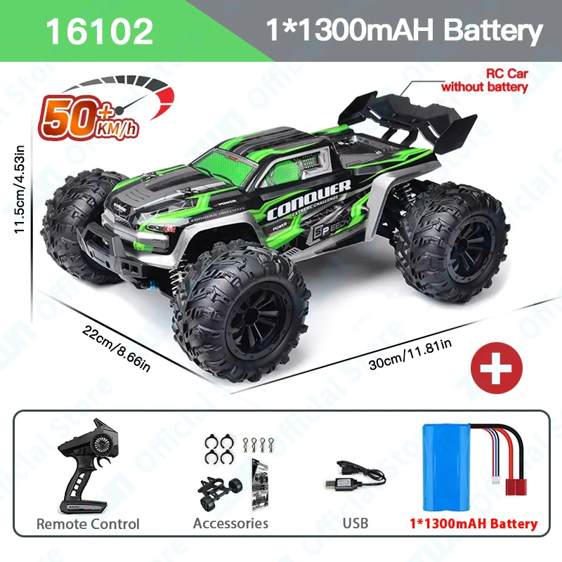 ZWN 1:16 70 km/u of 50 km/u 4WD RC auto met LED-afstandsbediening auto's hoge snelheid Drift Monster Truck voor kinderen vs Wltoys 144001   Speelgoed