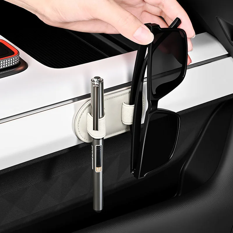 Car Visor Eyeglasses Holder Pen Clip Double Sided Storage Organizer Self Adhesive Glasses Clip Rack Universal Auto Interior Acce