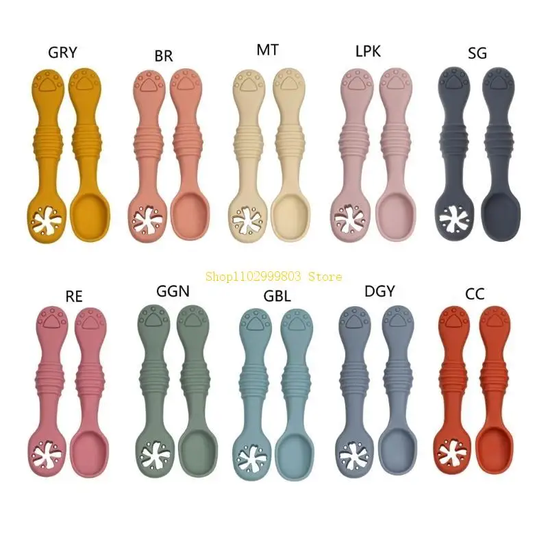 Baby Fütterung Löffel Rutschfeste Kleinkind Löffel Gabel Set Ergonomische Einfarbig J0MF