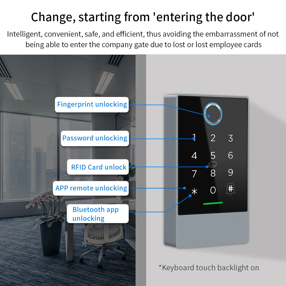 TTLOCK-teclado de desbloqueo remoto para puerta eléctrica, lector de Control de acceso inteligente con Wifi integrado, desbloqueo por huella