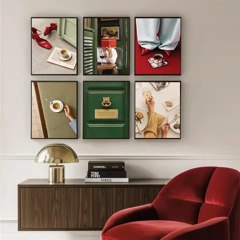 Fashion Women Afternoon Tea Coffee Poster Magazine Cover Prints Canvas Painting Wall Art Pictures for Home Living Room Decor