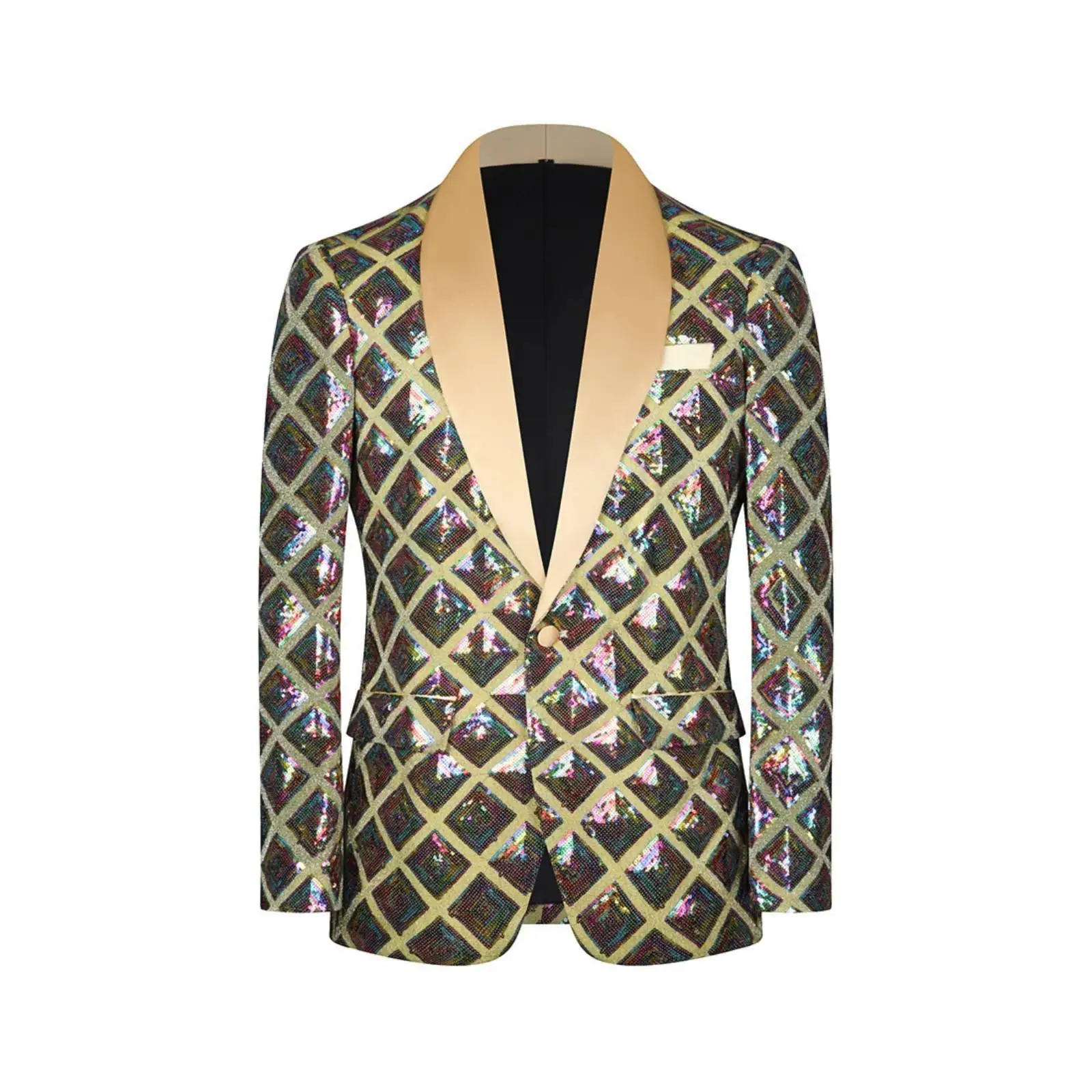 Men's Sequin Jacket Eye-Catching Design Sequin Jacket Focal Point Glittering Tuxedo Jacket for Entertainers, Dancers, Stage