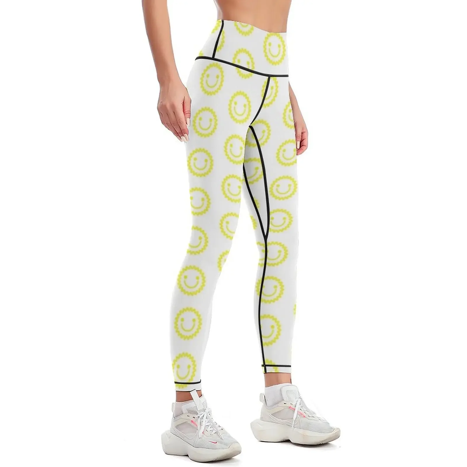 Sunny Sun Pattern - white Leggings Women's sportswear sports for Women's high waist fitness set gym Womens Leggings
