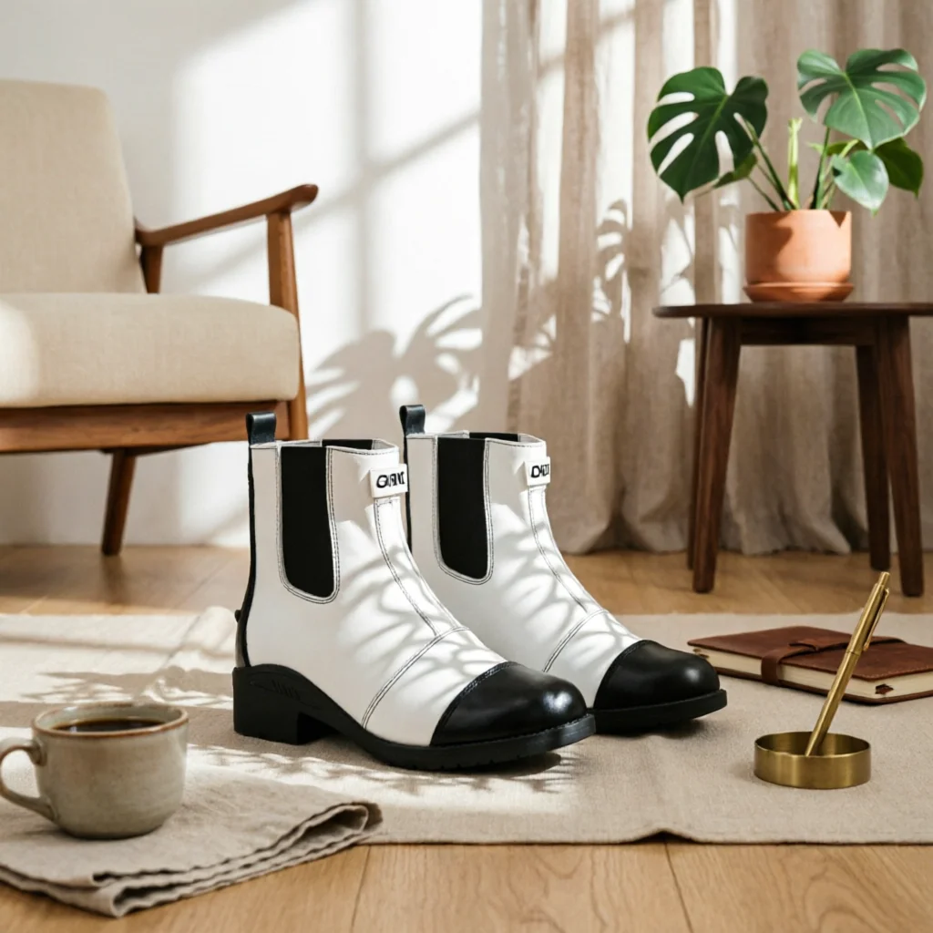 Cowhide Boots with Block Heel Round Toe Equestrian Boots with Side Zip Footwear Long-Lasting Comfortable for Equestrians