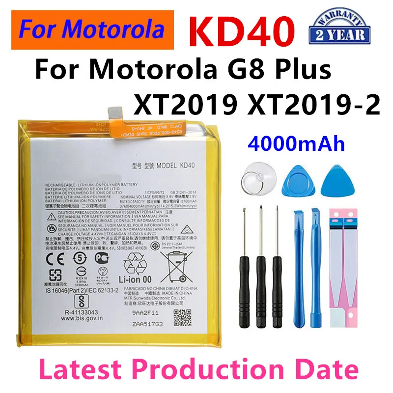 

100% Original KD40 4000mAh Battery For Motorola Moto G8 Plus XT2019 XT2019-2 Phone Batteries+Tools