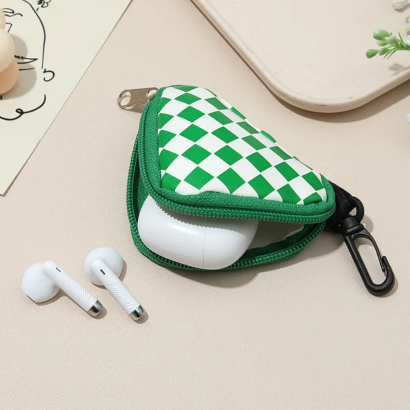 

Checkered Storage Bag Keychain Storage Bag for Organizing Data Cables,Earphone,Keys,Change,Portable Multi-Function Storage