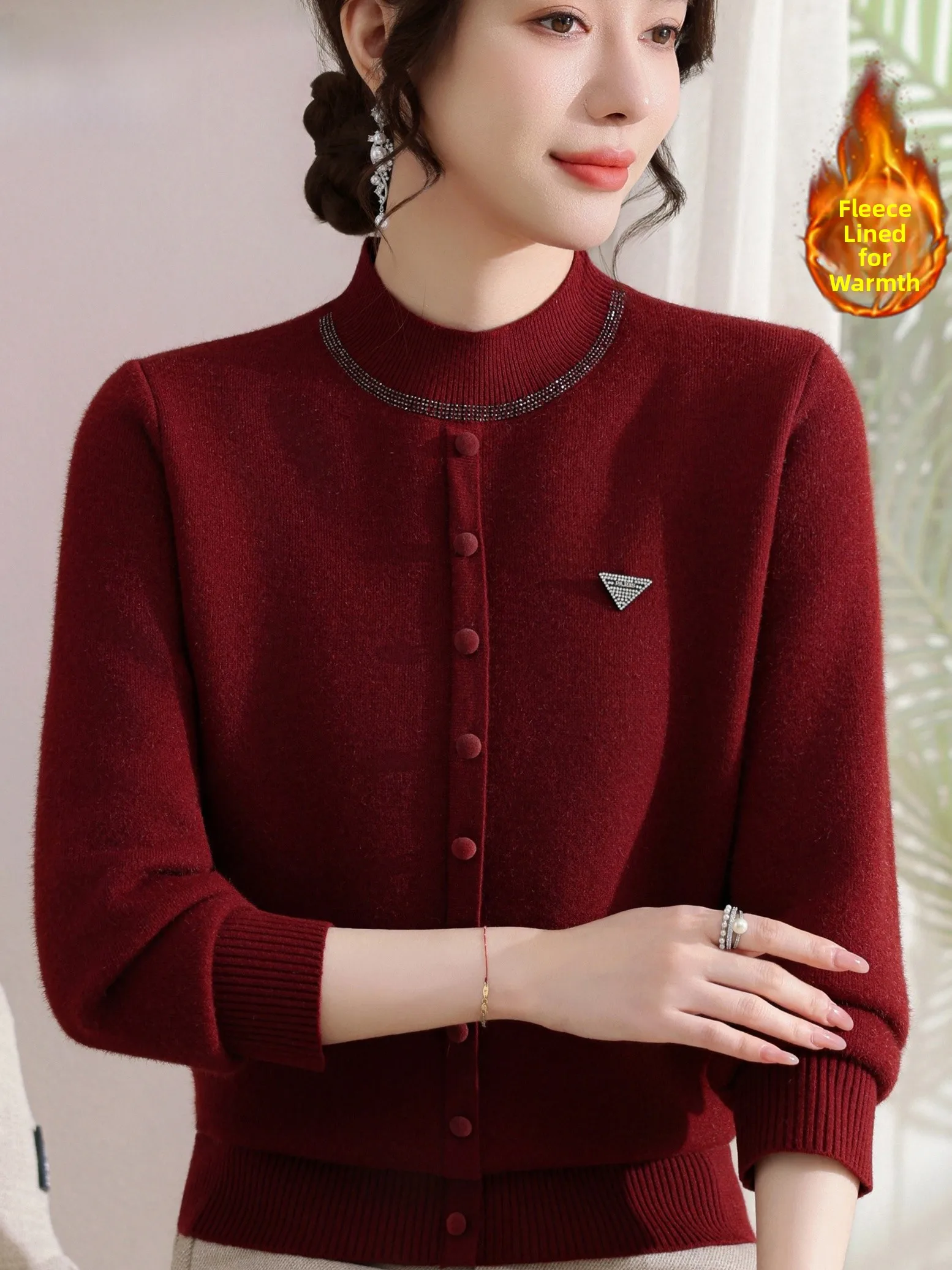 

Faionable вязаный свитер на подкладке Thiened Base Layer irt для женщин среднего возраста и ly, теплый уютный топ