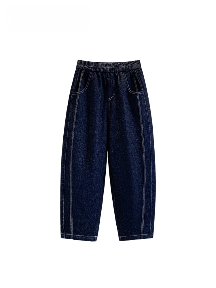 

Женские джинсовые брюки-харланы с высокой талией и широкими штанинами, повседневные, весенние, новинка, большие размеры, свободный крой, универсальные, стройнящие, для полных женщин