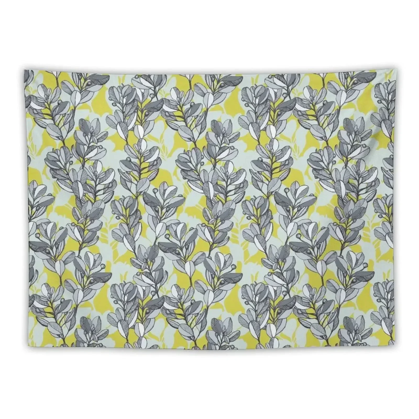 

Leaf and Berry Sketch Pattern in Mustard and Ash Tapestry Room Decorations House Decoration Cute Decor Tapestry