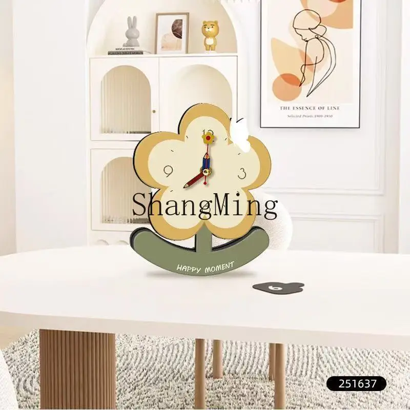 

PYH modern simple medieval style desktop clock pendulum TV cabinet bedside crystal porcelain surface flower clock