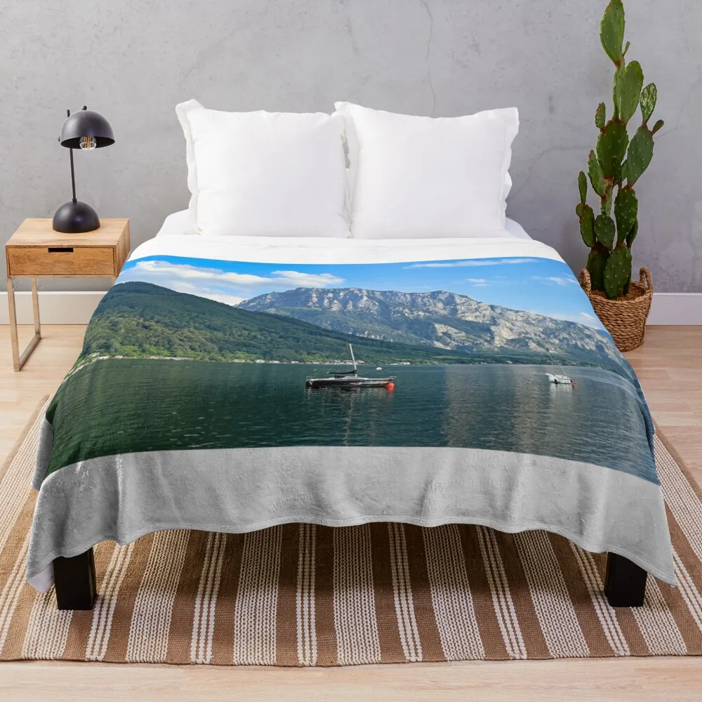 Lake Traun Traunsee and mountains landscapes Austria Throw Blanket Furry wednesday Blankets