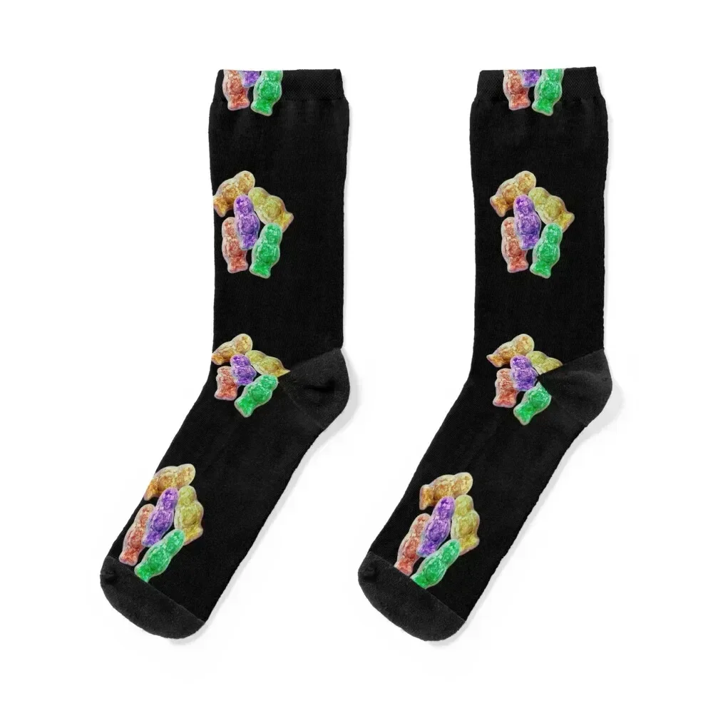 Jelly babies sweets on a black background. Socks Stockings sheer ankle loose Woman Socks Men's