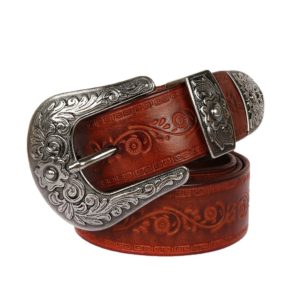 

Light Luxury Men’s National style CowSkin Belt,Emboss Decors Street Fashion Leather Belt,Jeans&Pants Accessories Must;