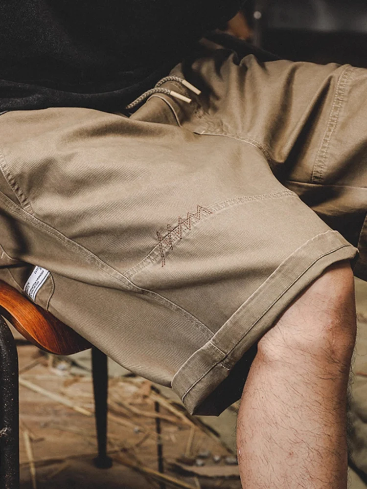 

American Sle Heavyweight Retro Workwear orts Men's Summer Trendy Loose Casual Five-Quarter Length Straight Leg Trousers