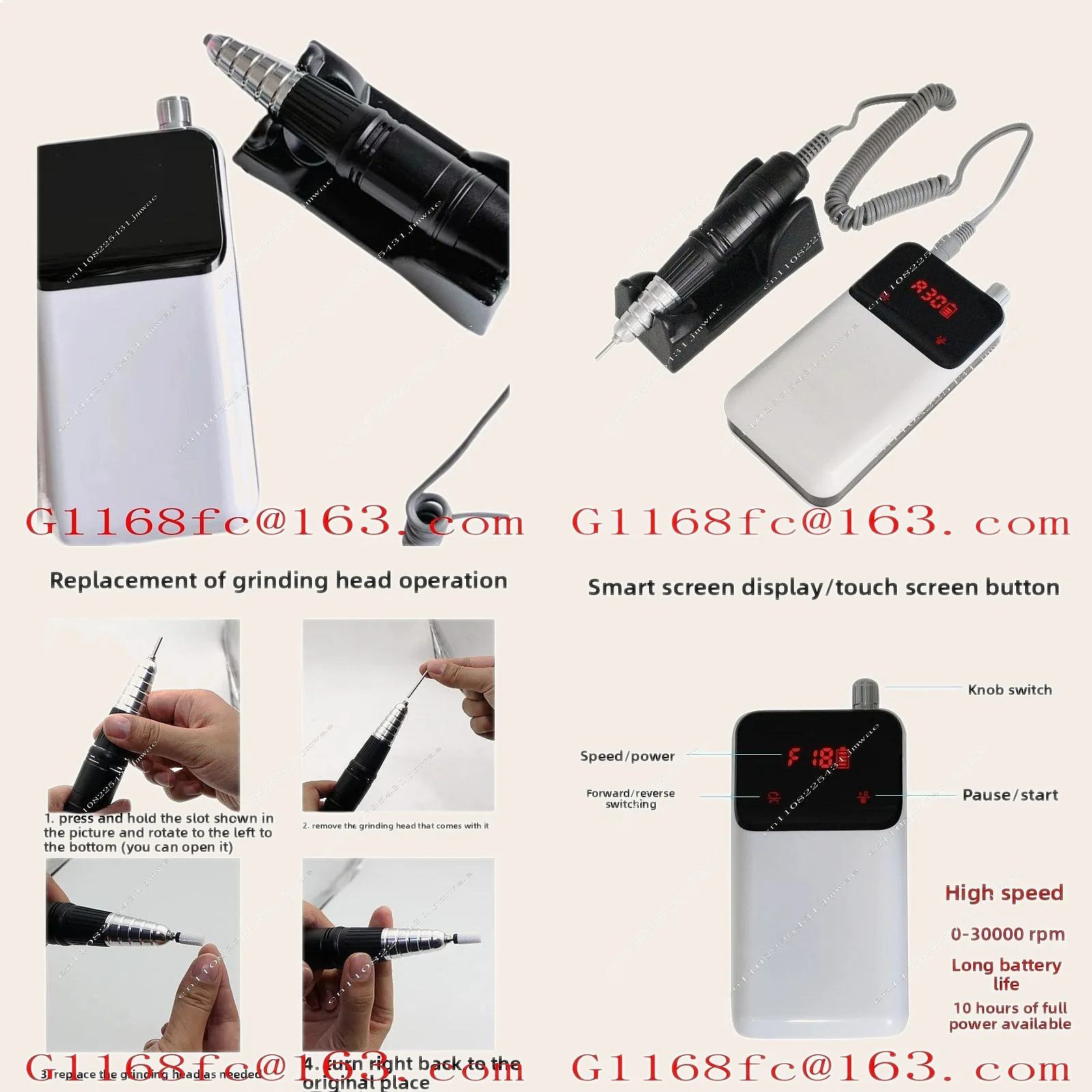 JD201H Rechargeable Nail Polish Remover Machine for Nail Repair and Polishing