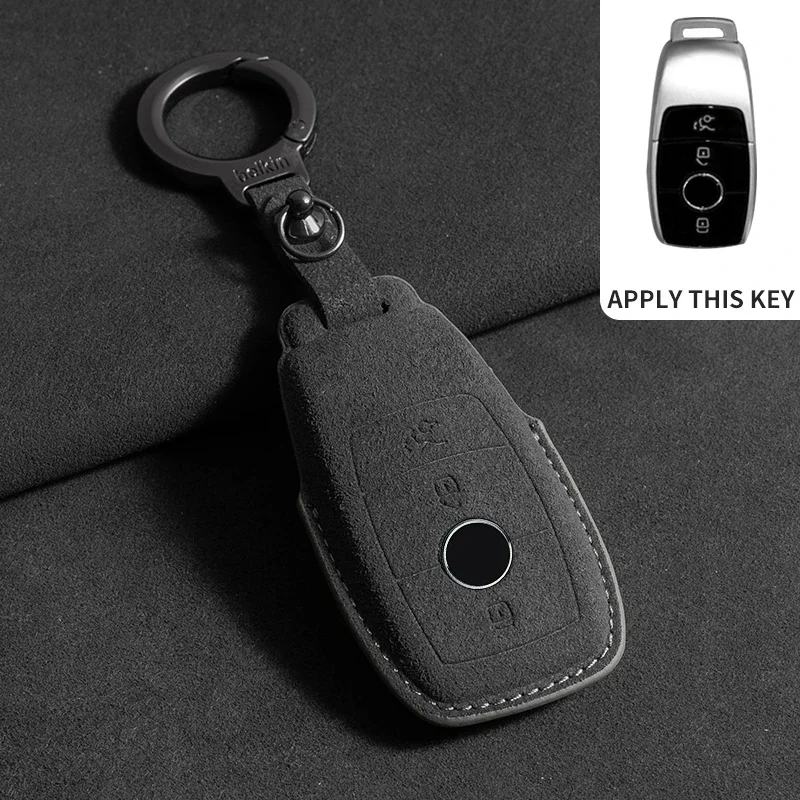 Wildleder Leder Auto Schlüssel etui für Mercedes Benz E Klasse W213 W205 E200 E260 E300 E320 Amg Cla 2018 2019 2020 Remote Fob Shell Fall