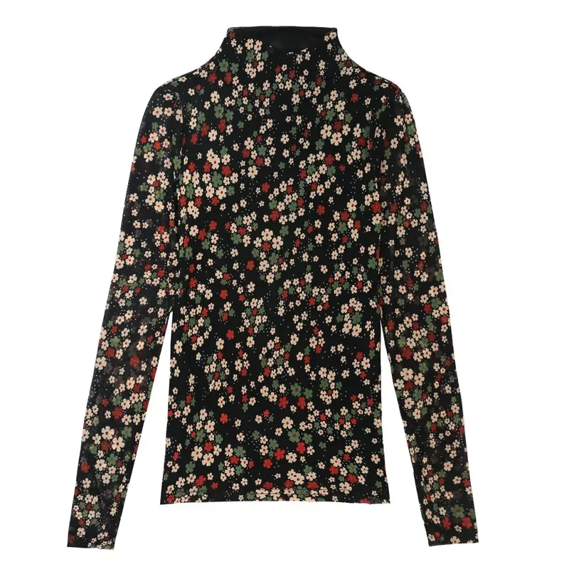 Oversized Women Blouse 2024 Casual Autumn Winter Long Sleeve Top Floral Printed Office Slim Ladies Vintage Tops and Blouses