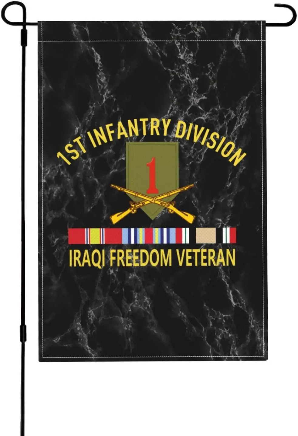 1st Infantry Division Iraqi Freedom Veteran with Ribbon with Crossed Rifles Double-Sided Garden Flag UV Fade Resistant Yard  ZZM