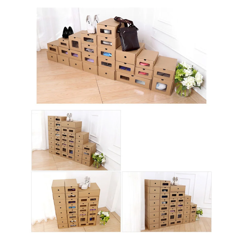 

6pcs Transparent Shoe Box Drawer-Style Shoes Container With Window For Storage Of Shoes Socks Underwear Handbags Scarves Office
