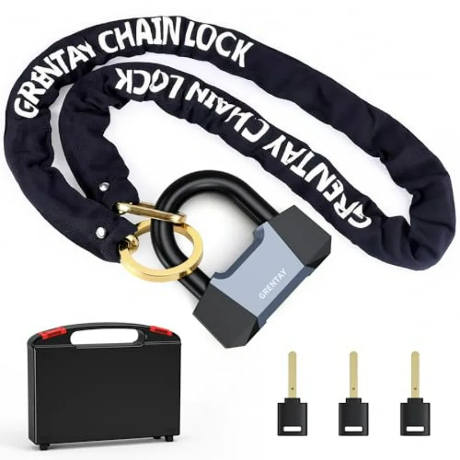 Heavy-Duty 5.18ft 7.8mm 3T Steel Chain Lock with 17.5mm Thick U-Lock Anti-Theft Security for Bicycles Scooters Strollers Gates