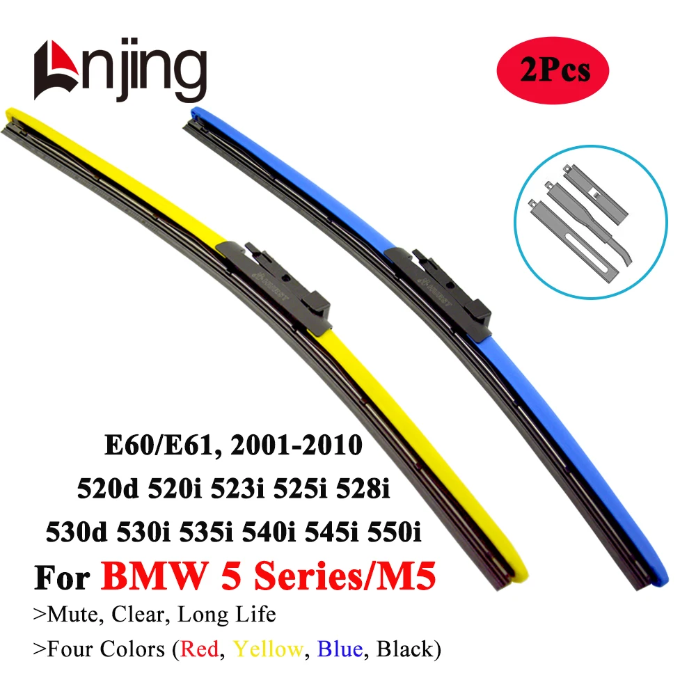 

LNJING Colorful Wiper Blades for BMW 5 Series E60 E61 520d 520i 523i 525i 528i 530d 530i 535i 540i 545i 550i 2001 2005 2008 2010