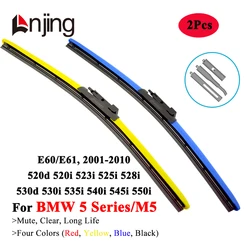 LNJING Colorful Wiper Blades for BMW 5 Series E60 E61 520d 520i 523i 525i 528i 530d 530i 535i 540i 545i 550i 2001 2005 2008 2010