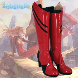 Asuka Langley Soryu Cosplay Anime EVA Shikinami Asuka Rangurē Shoes Christmas Warm Red Long boots Party Woman Man Shoes