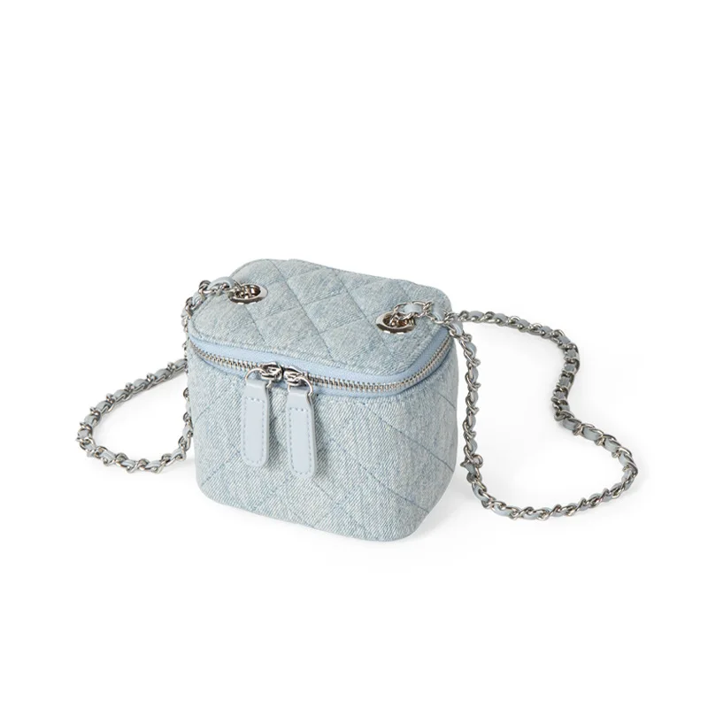2024 Women's Denim Box Bag Advanced French Shoulder Crossbody Mini Chain Bag 5 Colors