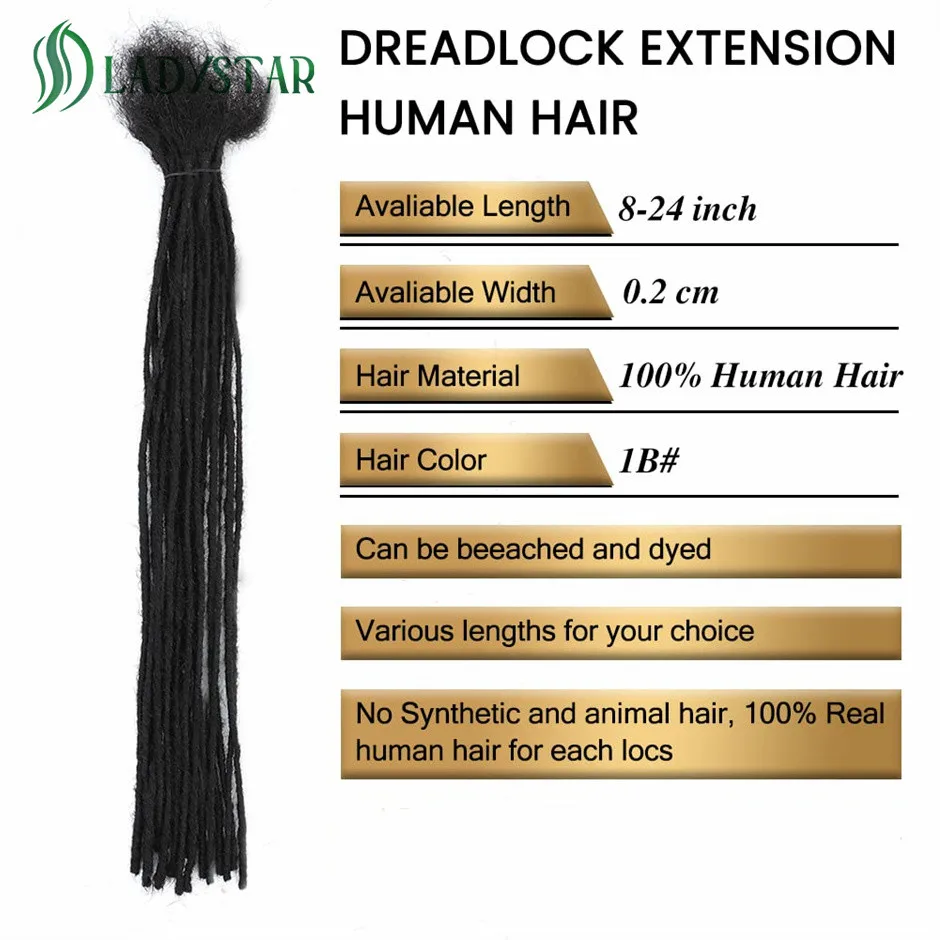 Extensions de dreadlock 0.2 cheveux humains pour hommes, femmes et enfants, microlocs, entièrement faites à la main, en continu, 100% cm