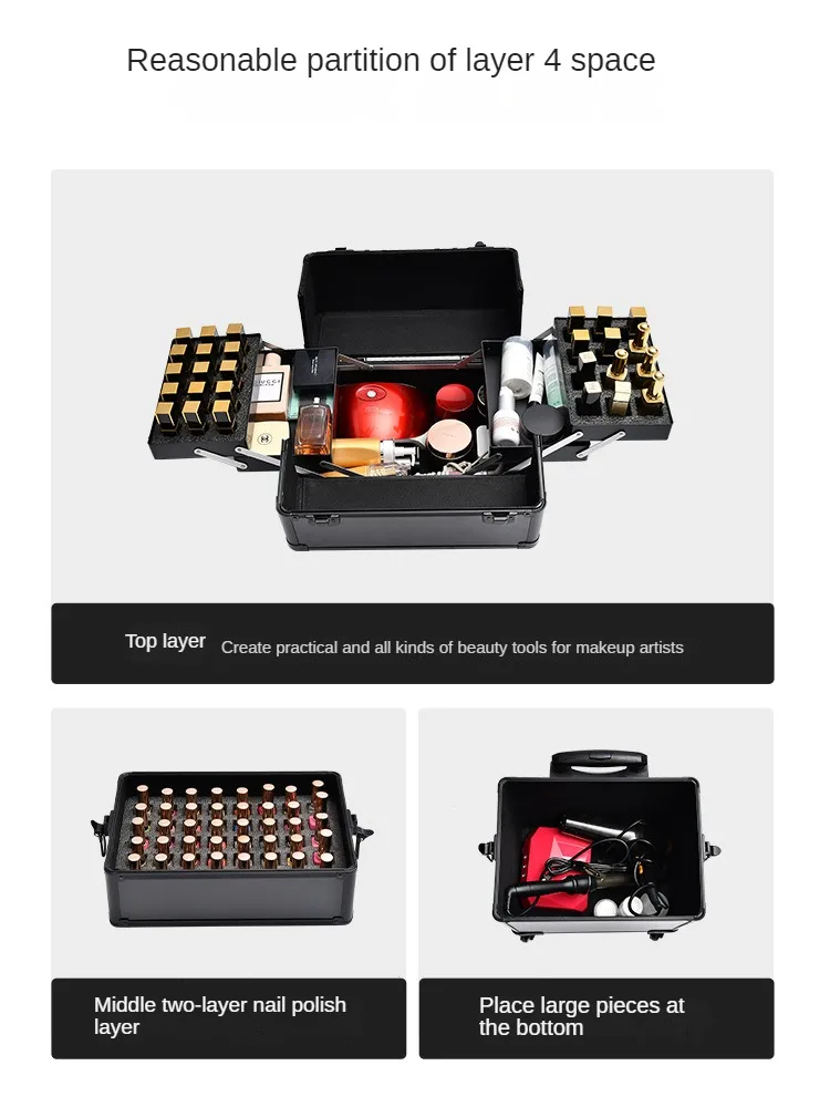 Universal Wheel Cosmetic Case Large Capacity Drawbar Professional Makeup Artist Nail Tattoo Toolbox Beauty Case Makeup bag