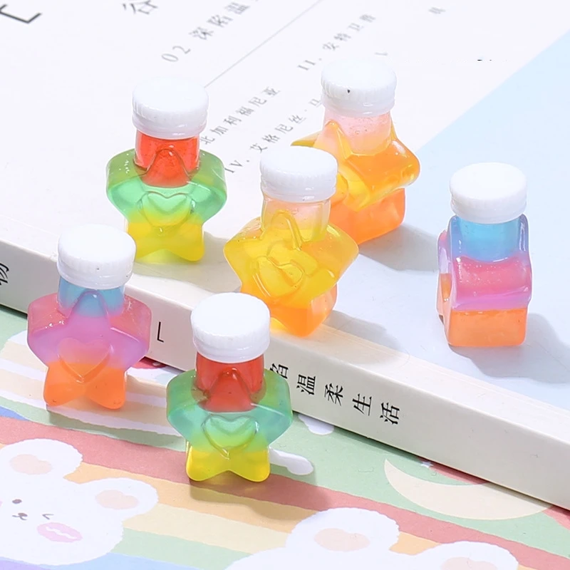 20Pcs Resin Luminous Wishing Bottle Cabochons Crafts Cute Colorful 3D Wish Bottle Resin Decoration Accessories for Girls Room