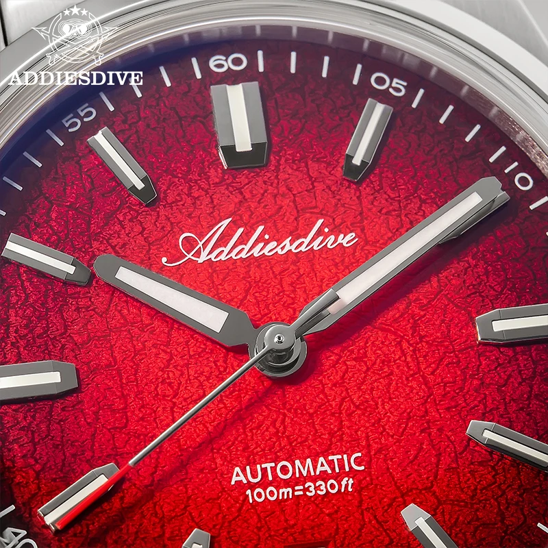 ADDIESDIVE 8215 Automatic Men Mechanical Watch 39mm Gradient Diving 100m Waterproof 316L Stainless Steel Domed Glass Luminous